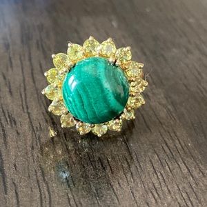 Malachite and Peridot Ring, GbD, Sizes 6.75 & 7.75